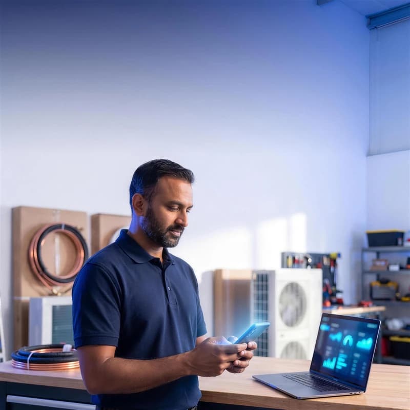 Business owner at a desk with a laptop in a home office